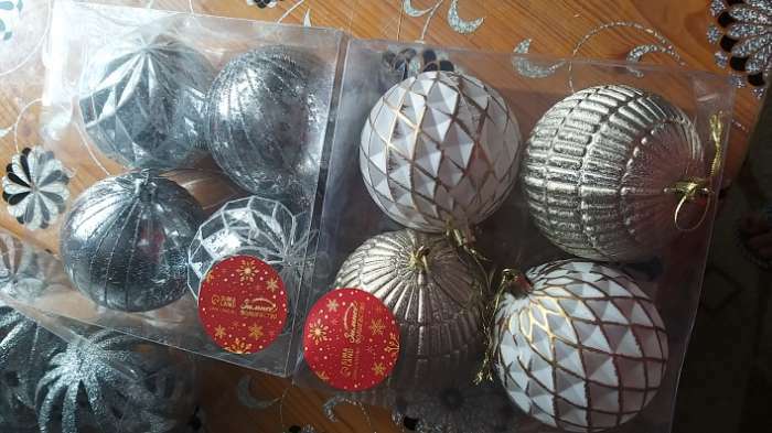 Фотография покупателя товара Ёлочные игрушки «Авива», шары новогодние, набор 4 шт., d=8 см, сетка, золотистый - Фото 6