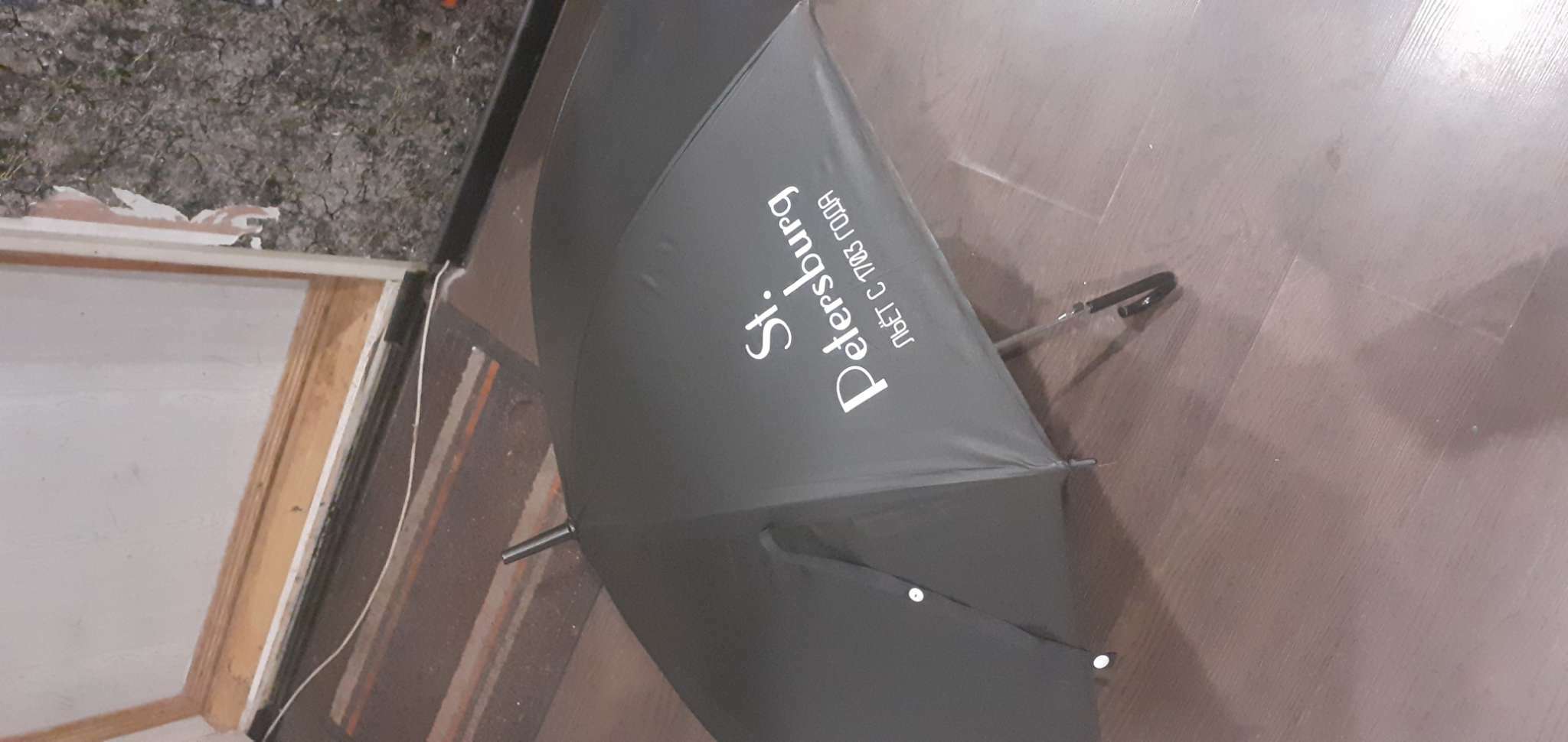 Фотография покупателя товара Зонт - трость полуавтомат «Питерский дождь», цвет черный, 8 спиц, R = 45 см - Фото 1