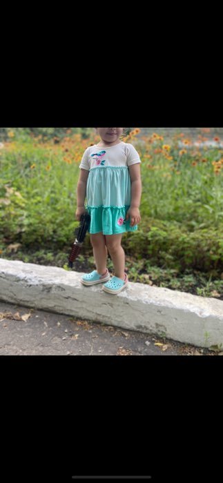 Фотография покупателя товара Платье для девочки, цвет бежевый/зелёный, рост 116 см - Фото 3