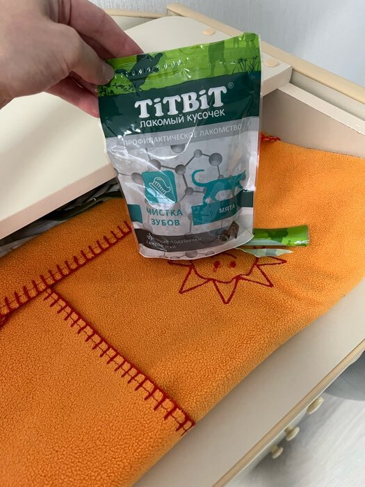 Фотография покупателя товара Хрустящие подушечки TitBit для кошек, для чистки зубов, с мясом утки,  60 г