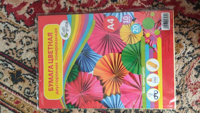 Фотография покупателя товара Бумага цветная двусторонняя А4, 20 листов, 10 цветов, тонированная - Фото 5