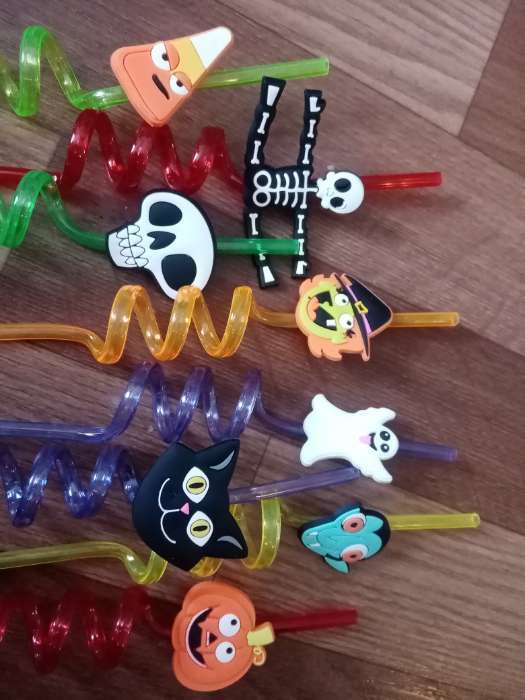 Фотография покупателя товара Трубочки для коктейля на Хэллоуин «Монстрики», в наборе 4 штуки - Фото 2