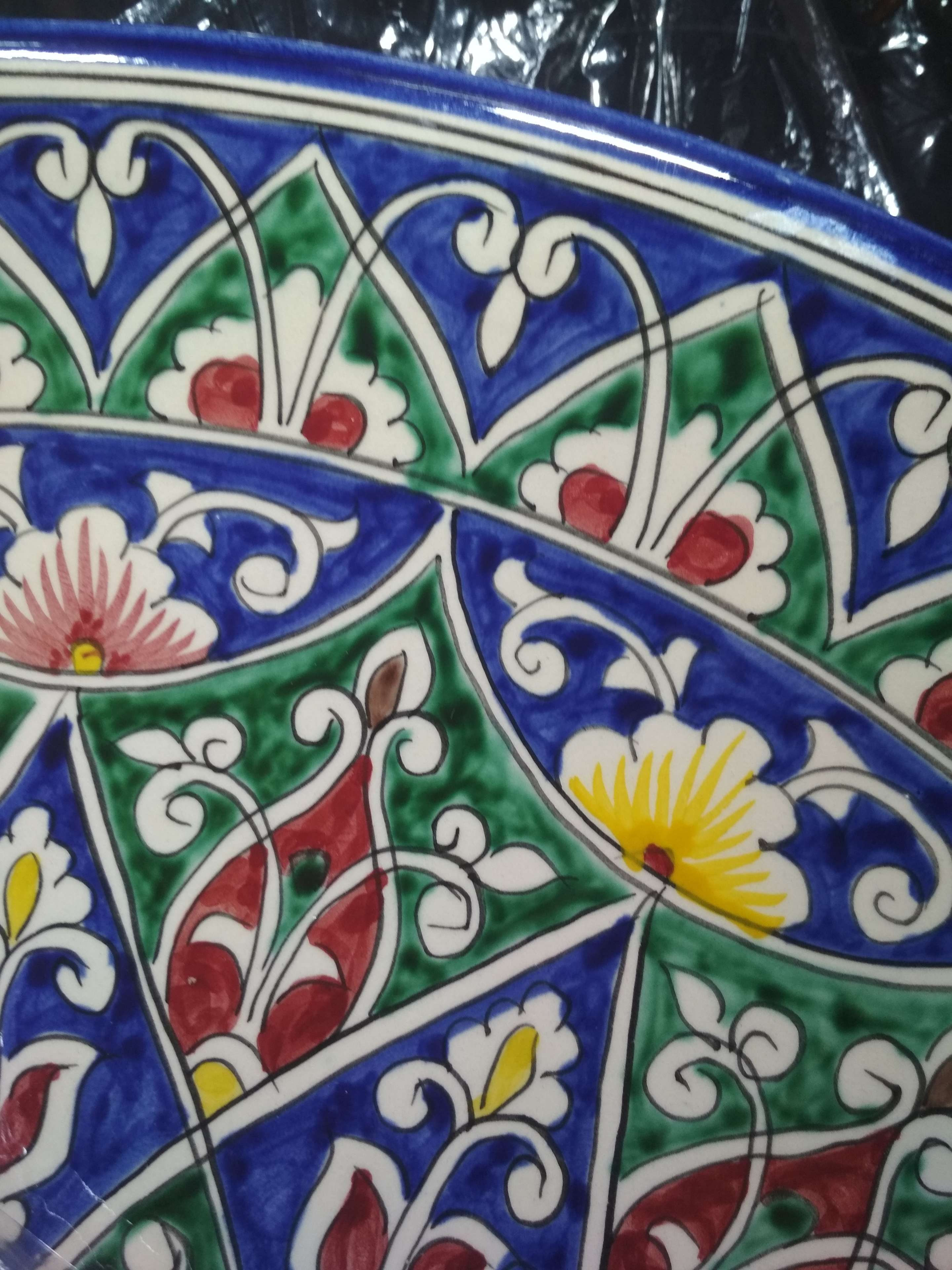 Фотография покупателя товара Ляган круглый Риштанская Керамика, 43см, цветной орнамент