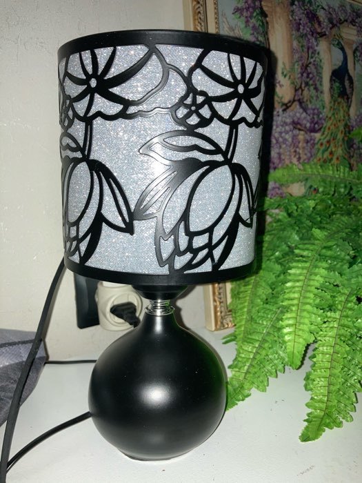 Фотография покупателя товара Лампа настольная  "Лотосы" E27 40Вт черный 14х14х28 см RISALUX - Фото 2