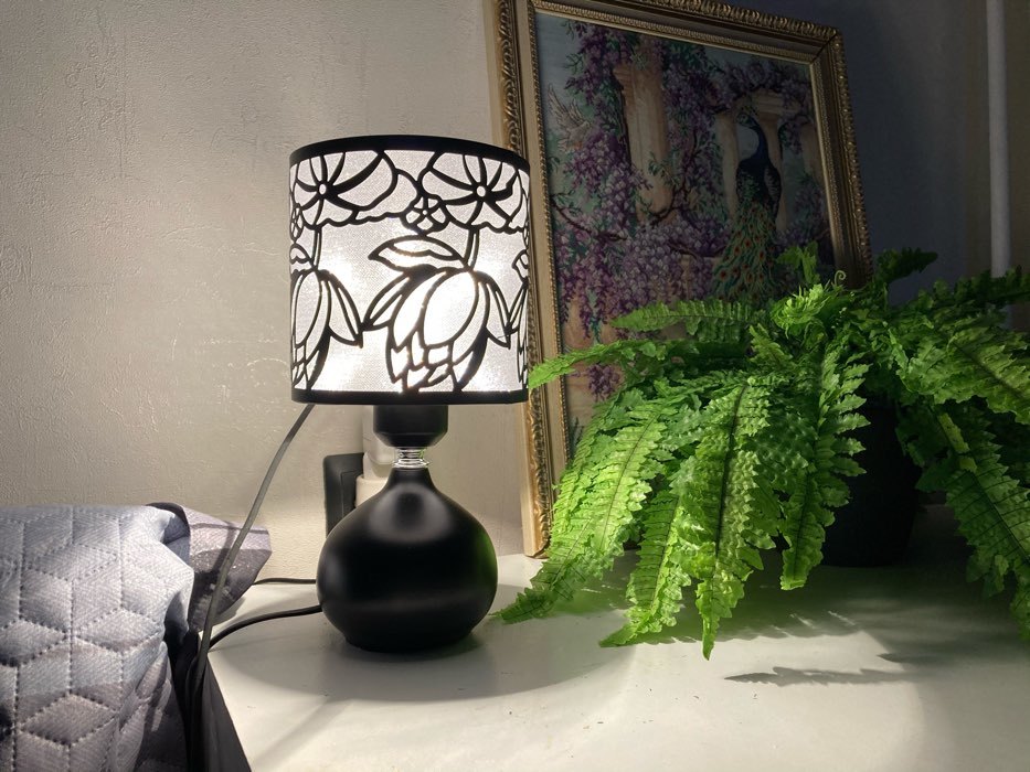 Фотография покупателя товара Лампа настольная  "Лотосы" E27 40Вт черный 14х14х28 см RISALUX - Фото 3