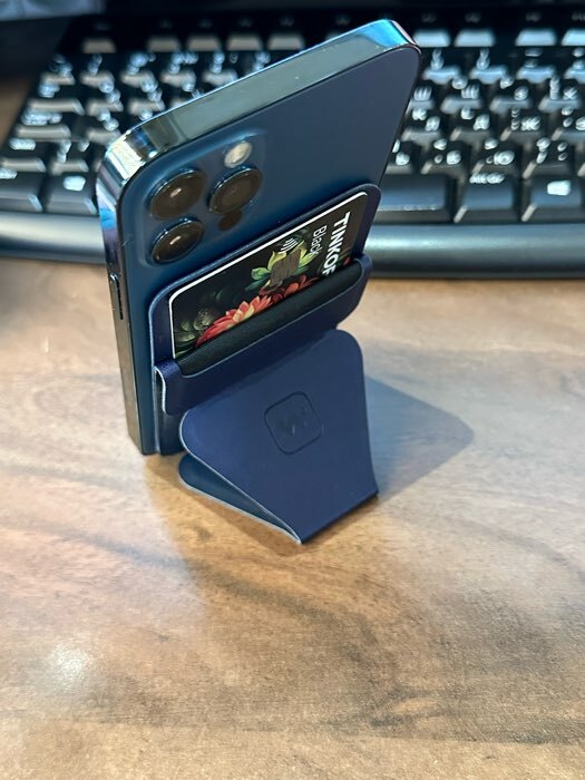 Фотография покупателя товара Магнитный кошелёк-подставка Windigo, поддержка Magsafe, для iPhone 12/13/14/15, космический синий - Фото 3
