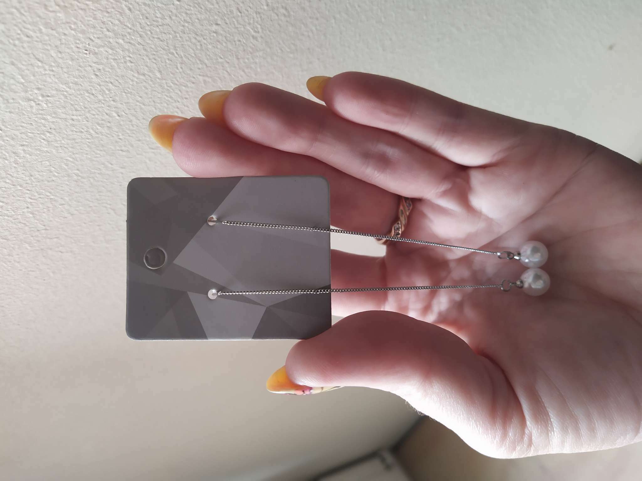Фотография покупателя товара Серьги с жемчугом «Цепочки» горошина, цвет серебро
