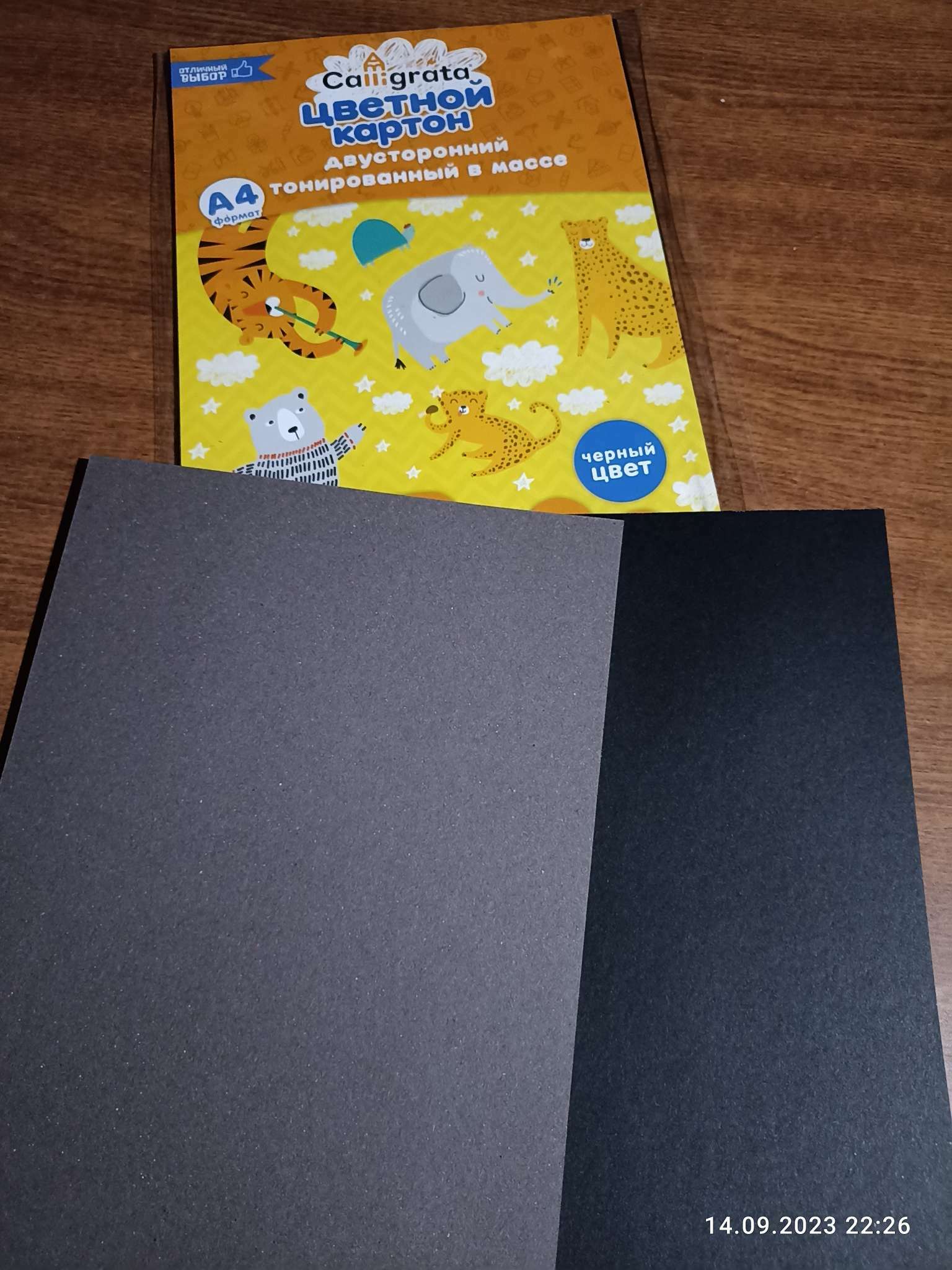 Фотография покупателя товара Картон двусторонний А4, тонированный в массе, 10 листов, 180 г/м², чёрный - Фото 11
