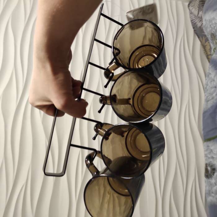 Фотография покупателя товара Держатель кухонный подвесной на 6 предметов Доляна, 1,5×26×7 см, цвет чёрный - Фото 6
