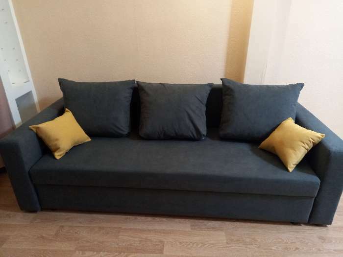 Фотография покупателя товара Диван прямой «Олимп 1», ППУ, еврокнижка, цвет селфи 03/подушки селфи 01 - Фото 14