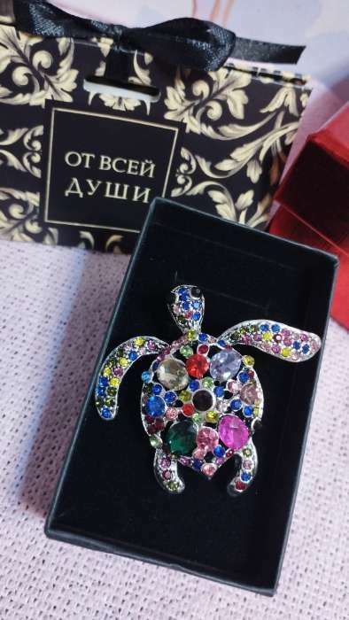 Фотография покупателя товара Брошь "Черепаха", цветная в чернёном серебре