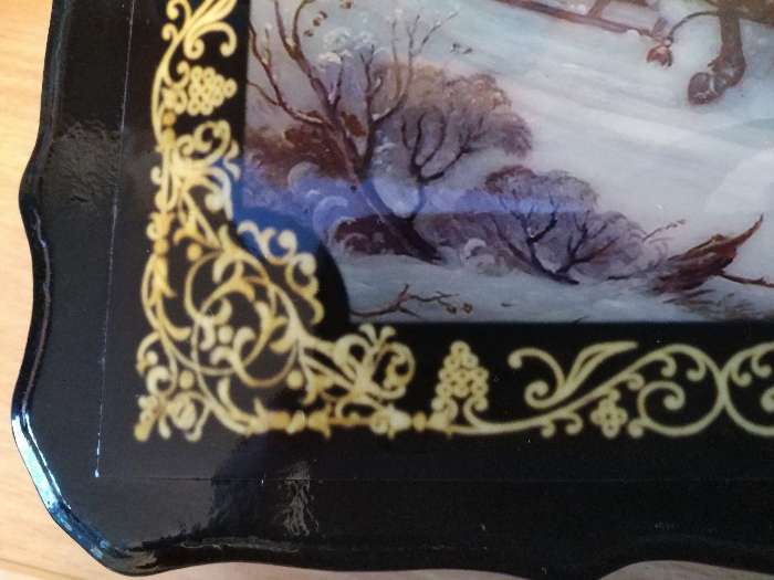 Фотография покупателя товара Шкатулка «Гонки на тройках», 17×23×6 см, лаковая миниатюра