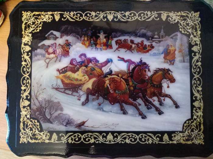 Фотография покупателя товара Шкатулка «Гонки на тройках», 17×23×6 см, лаковая миниатюра - Фото 2