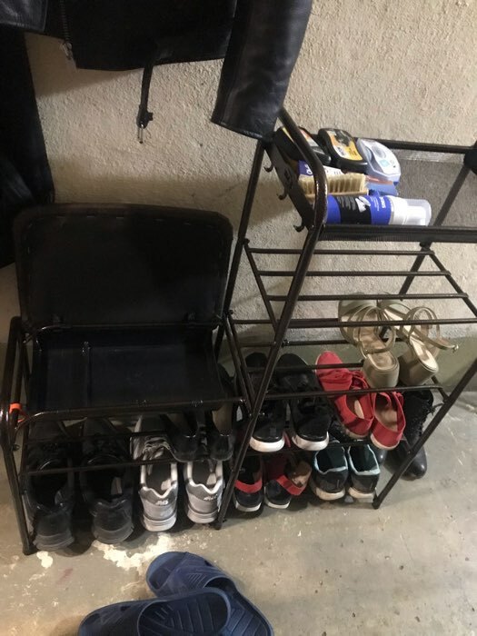 Фотография покупателя товара Подставка для обуви с сиденьем и ящиком, 5 ярусов, 88,4×29,8×94,5 см, цвет медный антик