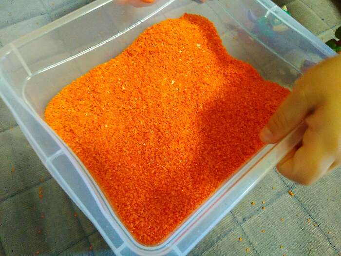 Фотография покупателя товара Песок цветной, "оранжевый", 1 кг - Фото 1