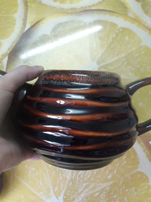Фотография покупателя товара Чайник для заварки "Волна", коричневый, керамика, 0.8 л - Фото 1