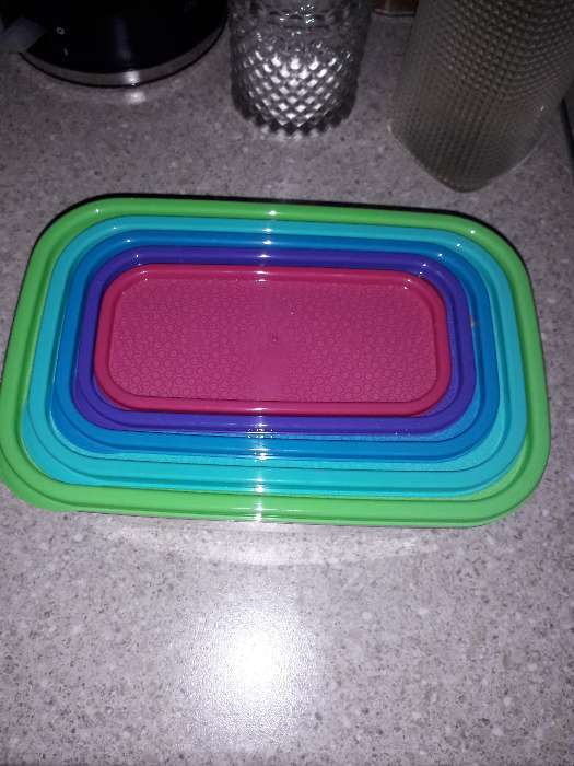 Фотография покупателя товара Набор пищевых контейнеров «Радуга», 5 шт: 250 мл, 450 мл, 800 мл, 1,3 л, 2,1 л, прозрачный, крышки МИКС - Фото 1