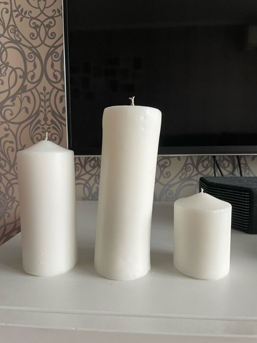 Фотография покупателя товара Набор свечей - цилиндров 3в1 (6х14 см, 6х19 см, 6х8,5 см), белый - Фото 2