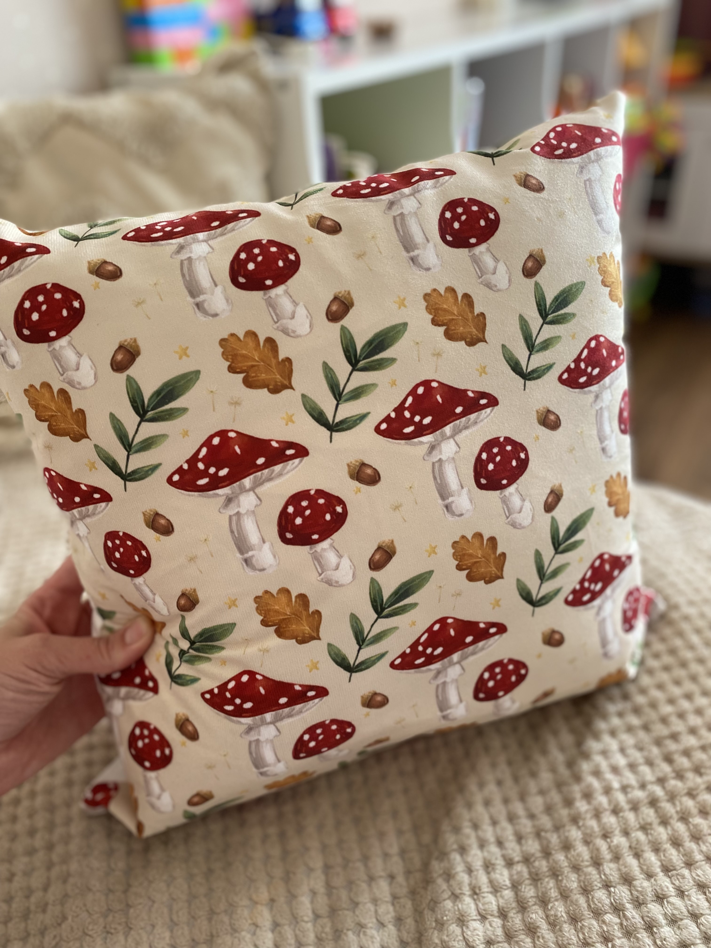 Фотография покупателя товара Наволочка декоративная Этель «Грибы» 40×40 см, 100% п/э, велюр - Фото 4