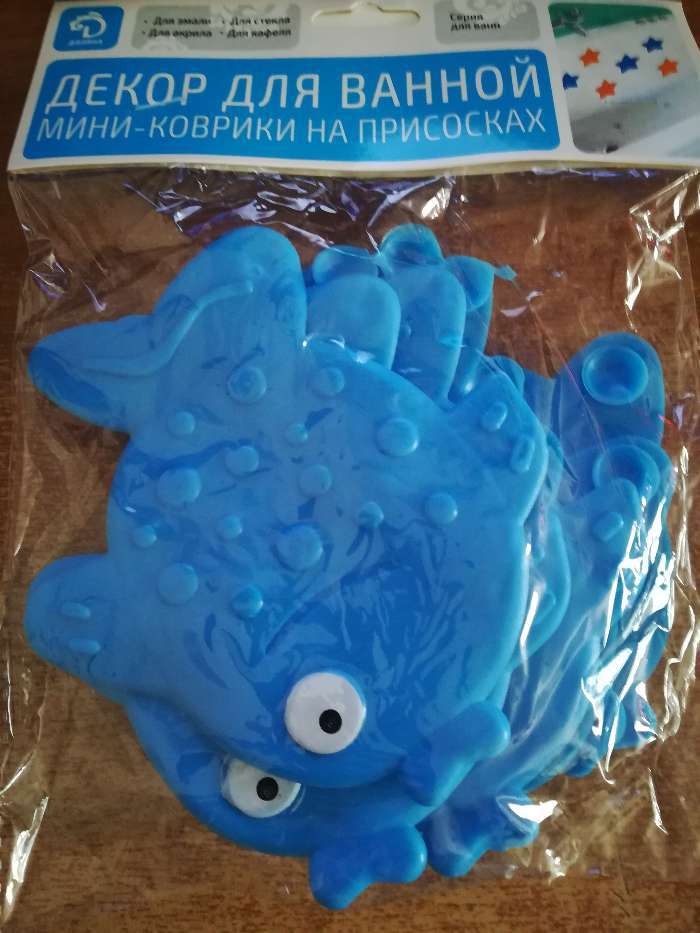 Фотография покупателя товара Набор мини-ковриков для ванны на присосках Доляна «Рыбка», 11×12 см, 6 шт, цвет МИКС