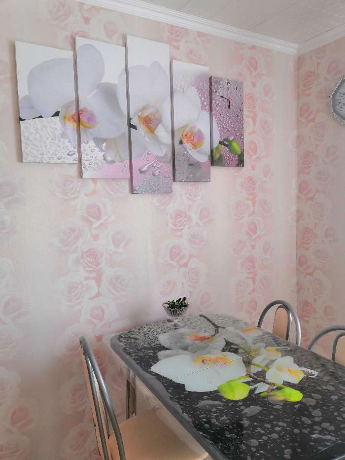 Фотография покупателя товара Часы настенные, модульные, серия: Цветы, "Белая орхидея", 80х140  см - Фото 1