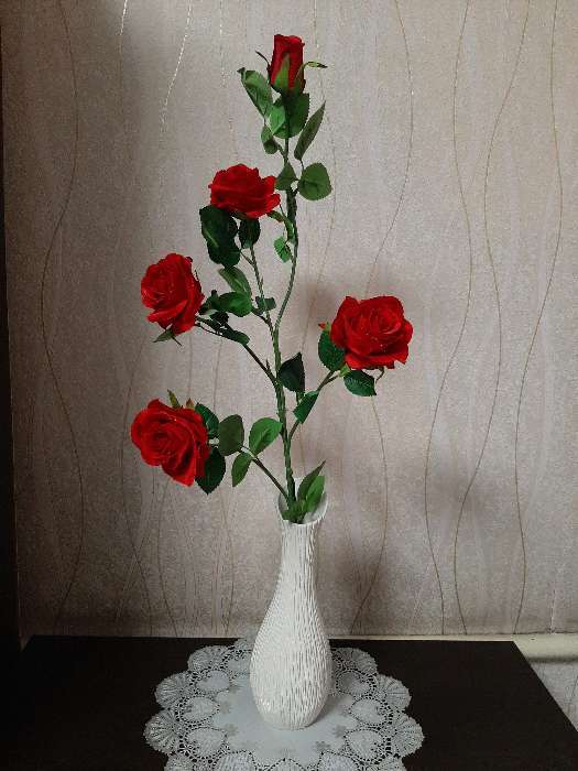 Фотография покупателя товара Ваза керамическая "Лиза", настольная, белая, 32 см