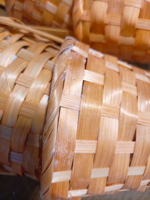 Фотография покупателя товара Корзина плетёная, бамбук, оранжевая, средняя