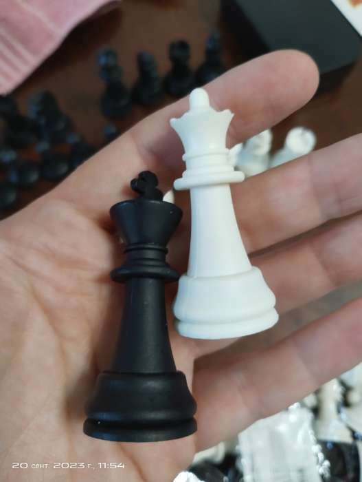 Фотография покупателя товара Шахматные фигуры, король h-6.2 см, пешка h-3.2 см, черно-белые - Фото 7
