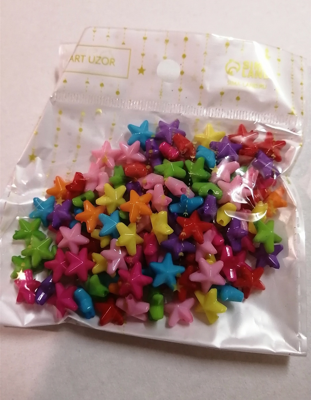 Фотография покупателя товара Набор бусин для творчества пластик "Яркие звёзды" набор 120 шт 0,4х1х1 см