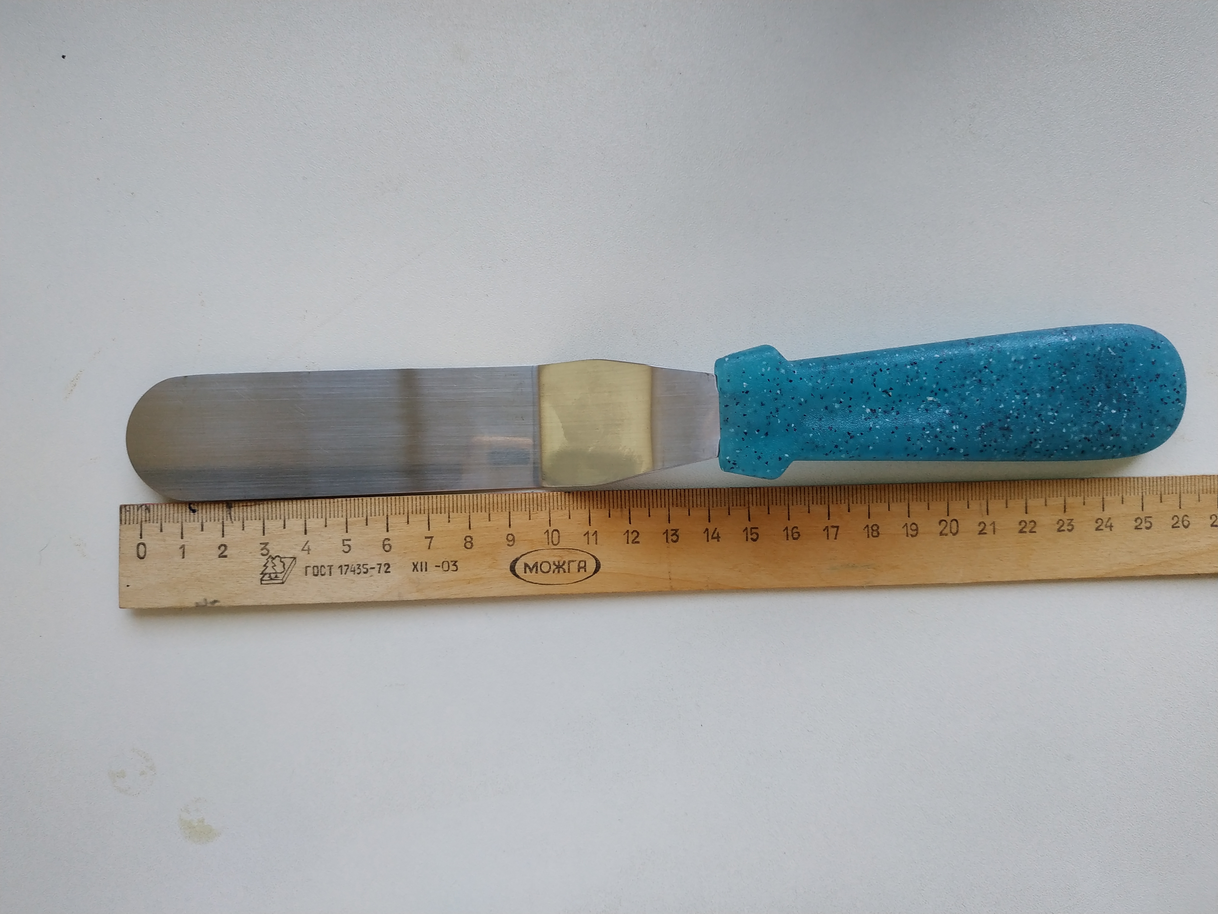 Фотография покупателя товара Лопатка-палетка изогнутая «Космос», 26,5 см, рабочая часть 15 см, с пластиковой ручкой