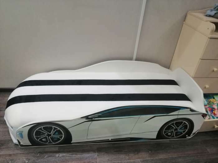 Фотография покупателя товара Кровать-машина Boxter-New, 170х70 см, подсветка фар, ящик, матрас, цвет белый - Фото 5