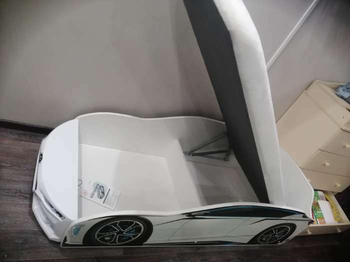 Фотография покупателя товара Кровать-машина Boxter-New, 170х70 см, подсветка фар, ящик, матрас, цвет белый