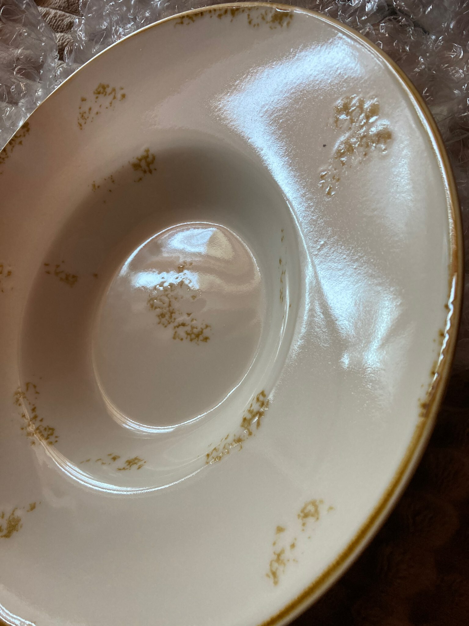 Фотография покупателя товара Тарелка для пасты Доляна Organic Gold, 150 мл, d=21 см, фарфор, белая - Фото 2