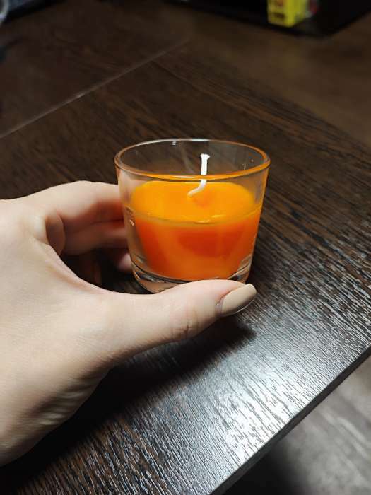 Фотография покупателя товара Свеча в гладком стакане ароматизированная "Капучино", 8,5 см - Фото 5