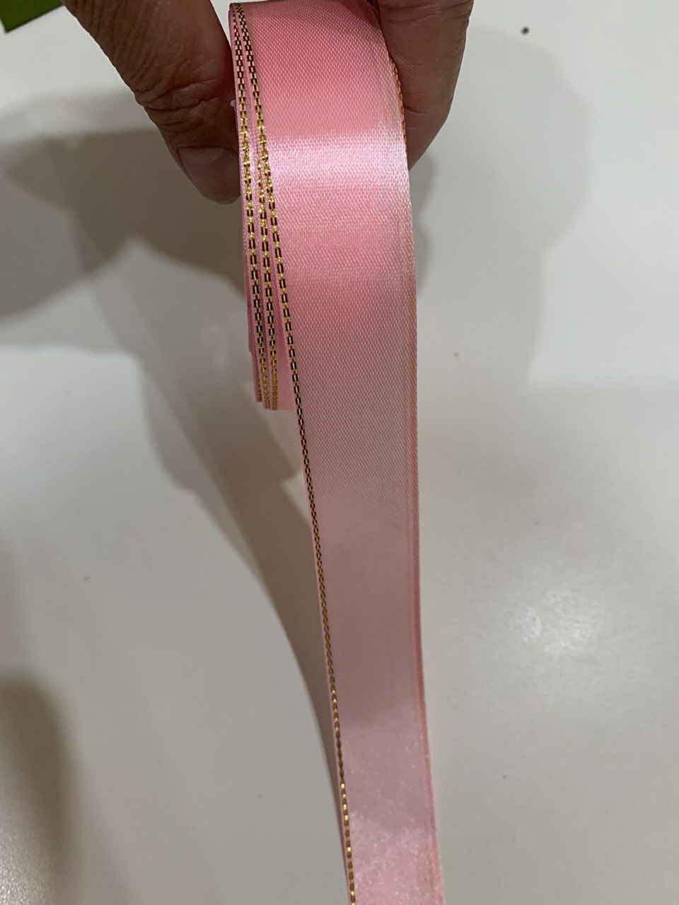 Фотография покупателя товара Лента атласная «Золотые нити», 25 мм × 23 ± 1 м, цвет розовый №004 - Фото 3