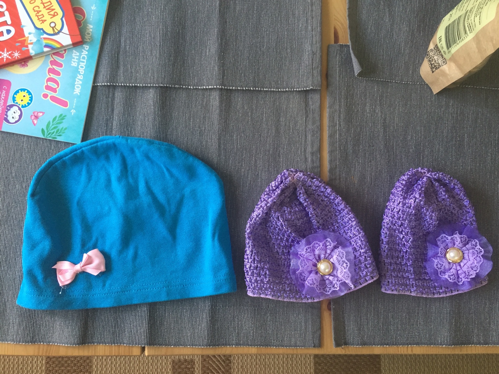 Фотография покупателя товара Набор одежды, цвет фиолетовый: шапочка для пупса, шапочка для девочки р-р 52, полиэстер - Фото 1