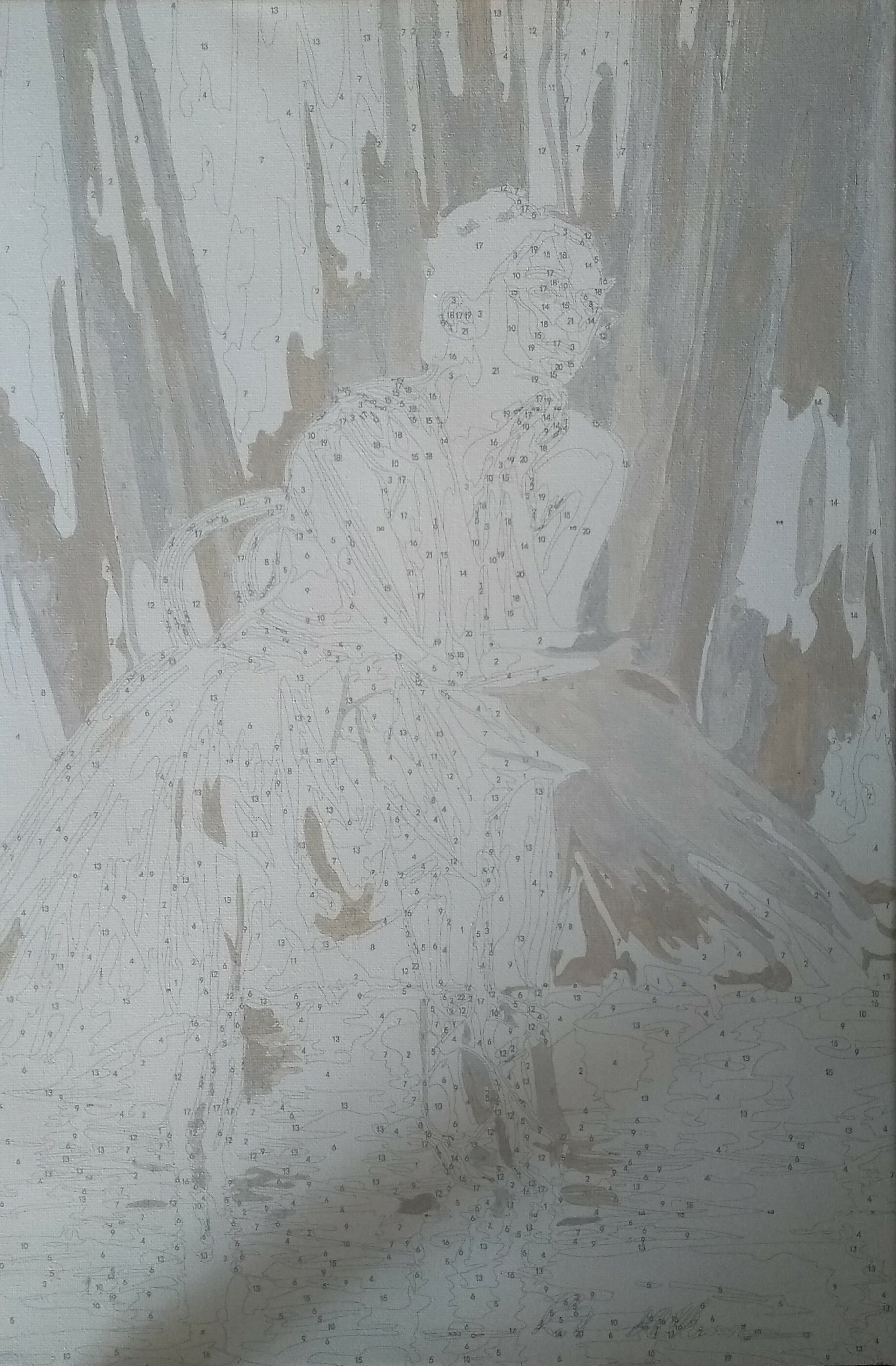 Фотография покупателя товара Роспись по холсту «Балерина сидящая на стуле»по номерам с красками по3 мл+ кисти+крепёж, 30×40 см