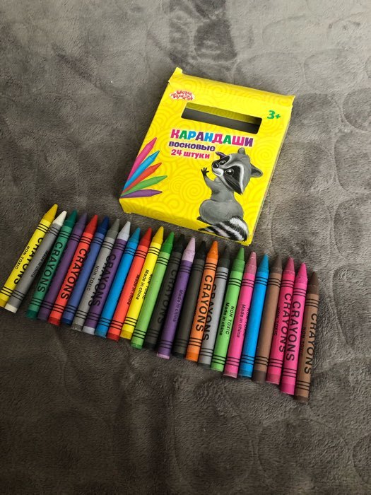 Фотография покупателя товара Восковые карандаши, набор 24 цвета, высота 1 шт - 8 см, диаметр 0,8 см - Фото 2