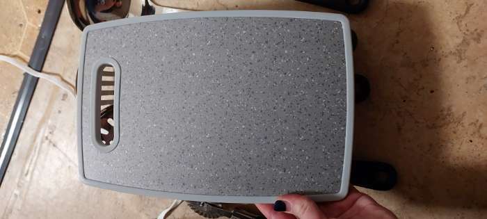 Фотография покупателя товара Доска разделочная пластиковая Доляна «Гранит», прямоугольная, 30×20 см, цвет серый - Фото 1