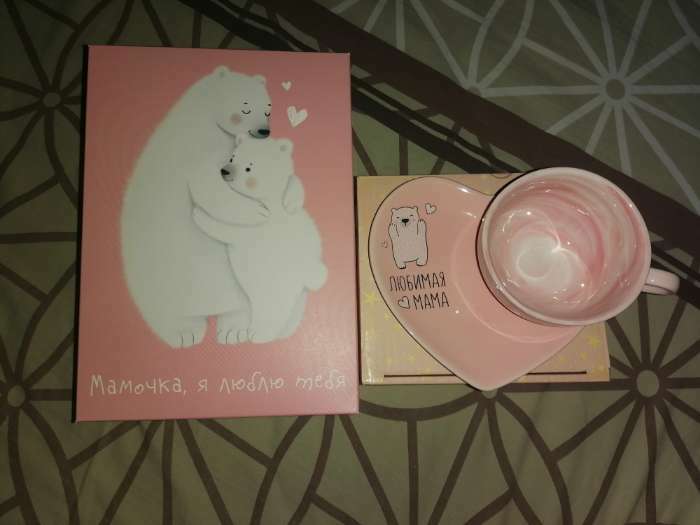 Фотография покупателя товара Подарочный набор керамический «Любимая мама»: кружка 120 мл, блюдце, цвет розовый - Фото 5