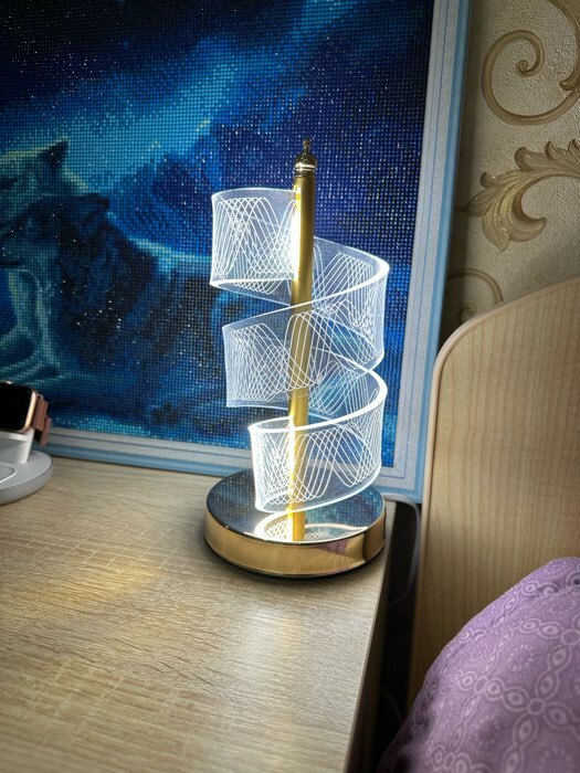 Фотография покупателя товара Настольная лампа "Спираль" LED 5Вт золото 11х11х25 см RISALUX - Фото 1