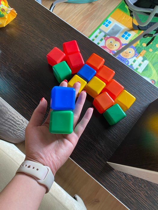 Фотография покупателя товара Набор цветных кубиков, 16 штук, 4 × 4 см - Фото 3