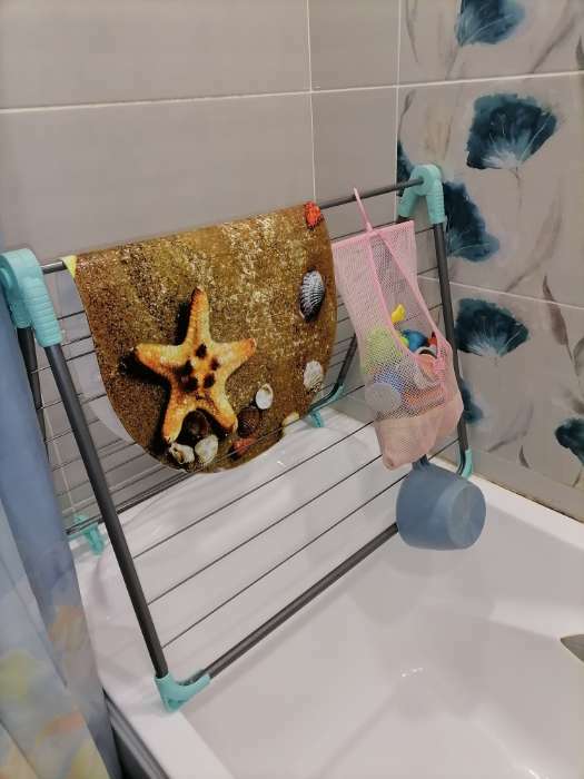 Фотография покупателя товара Сушилка для белья на ванну складная, рабочая длина 10 м, цвет МИКС - Фото 2