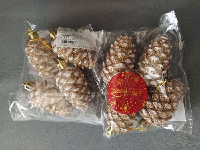 Фотография покупателя товара Ёлочные игрушки 2 шт. «Шишки» 4×10 см, золотисто-белый - Фото 29