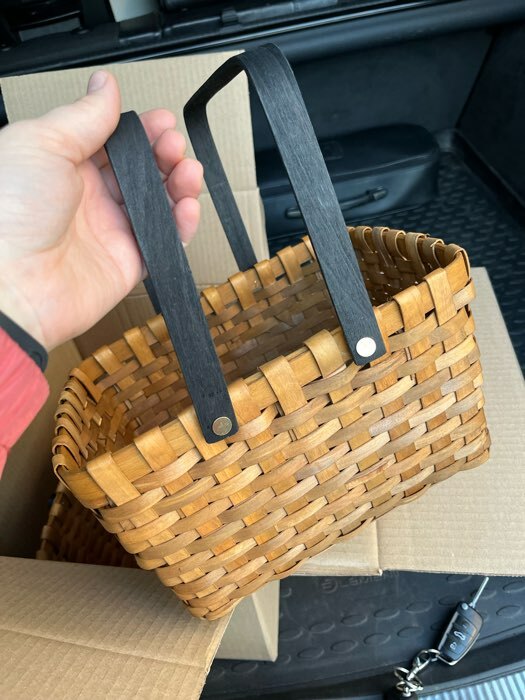 Фотография покупателя товара Корзина плетёная для хранения, 28×23×16 см, ручка h=15 см, деревянная, коричневая, Greengo - Фото 2