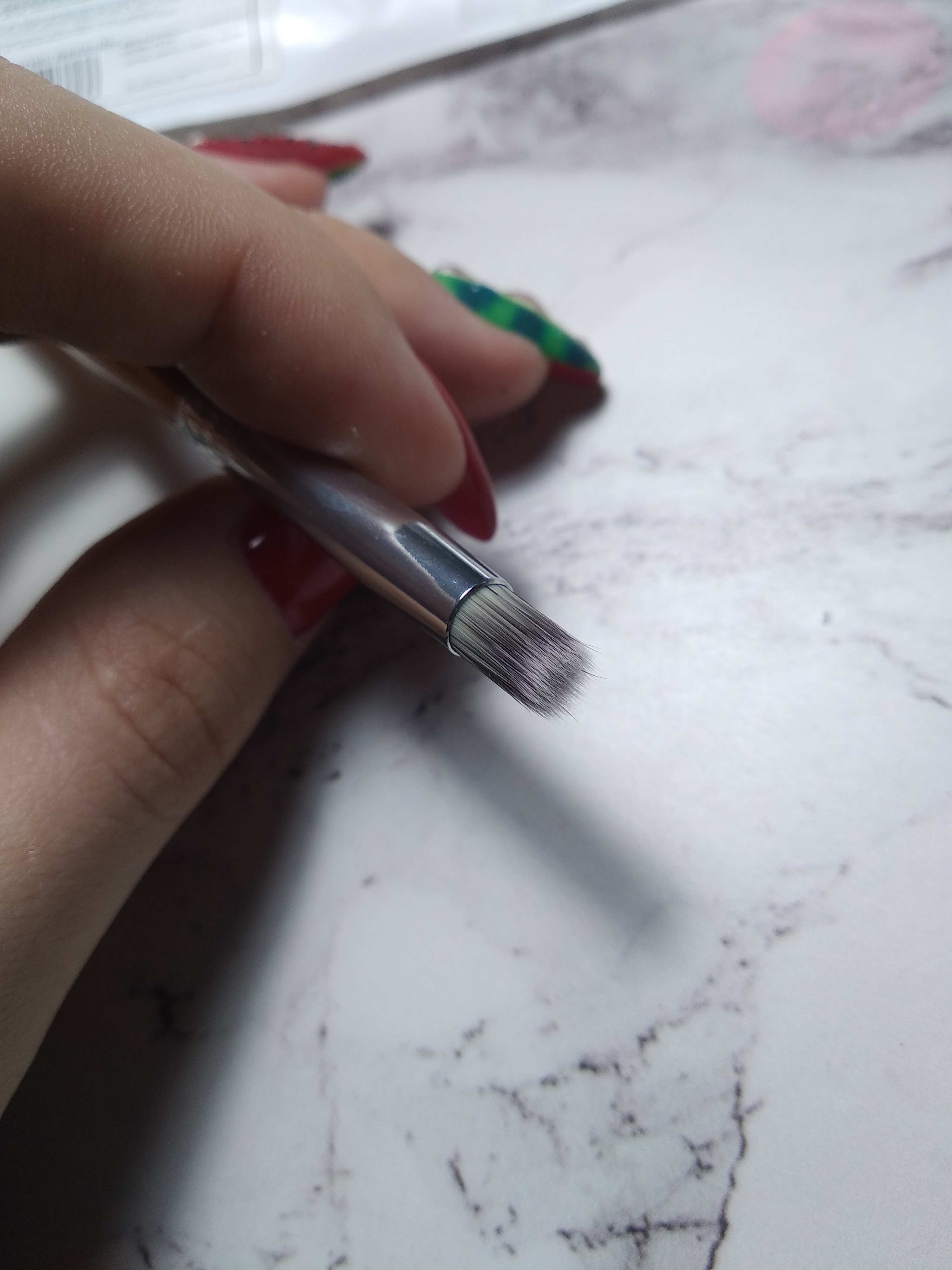 Фотография покупателя товара Кисть для дизайна ногтей «Омбре», 15,5 см, d - 6 × 9 мм, цвет коричневый