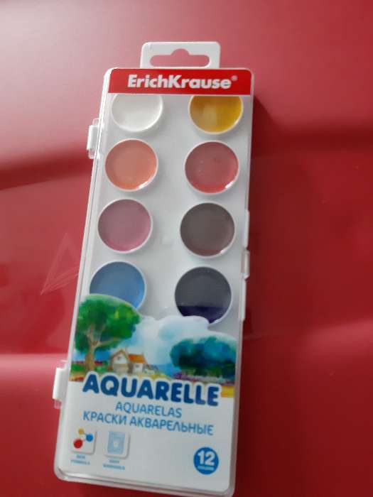 Фотография покупателя товара Акварель 12 цветов ErichKrause, в пластиковой коробке, без кисти - Фото 1