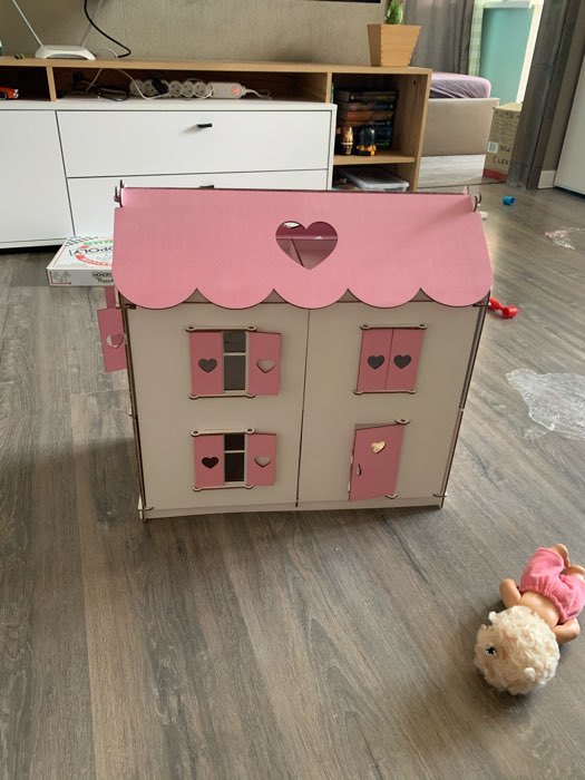 Фотография покупателя товара Кукольный домик «Цветной», в подарочной упаковке, высота этажа — 16 см, высота мансарды — 9,5 см - Фото 5