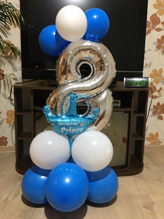 Фотография покупателя товара Букет из шаров "3", цифра, фольга, латекс, набор 14 шт, цвет голубой - Фото 1