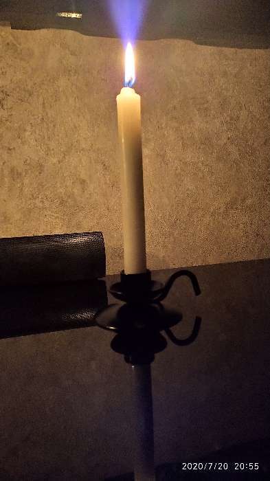 Фотография покупателя товара Подсвечник "Ретро" металл на 1 свечу, 10х4 см, чёрный муар - Фото 2